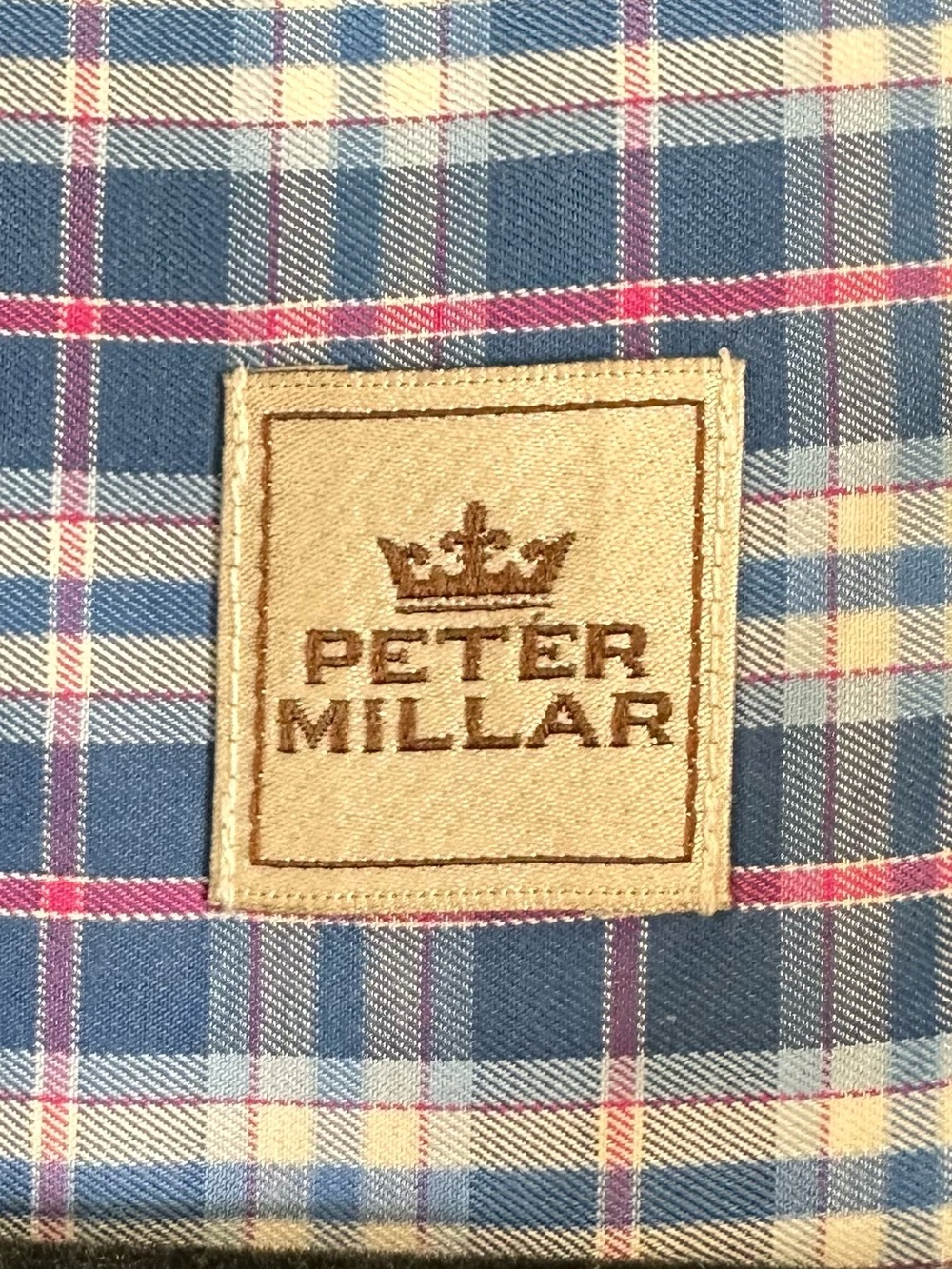 Peter Millar Blue, Pink and White Plaid Button Down Dress Shirt Mens XXL